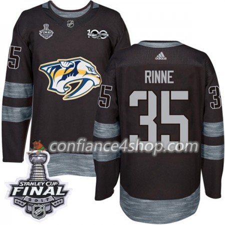 Adidas Maillot de Hockey Nashville Predators Pekka Rinne 35 1917-2017 100th Anniversary Noir 2017 Stanley Cup Final Authentic - Homme